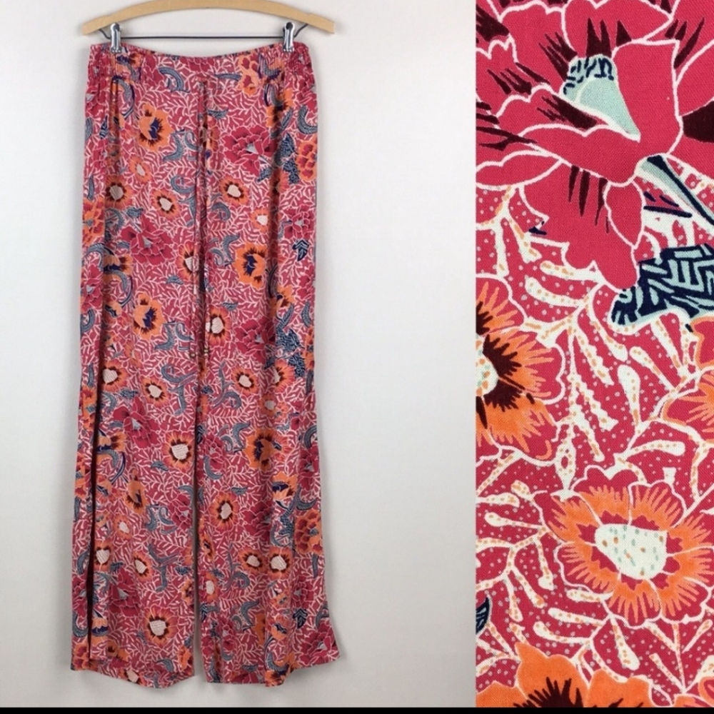 ANGIE Boho Palazzo Wide Leg Floral Lounge Pants